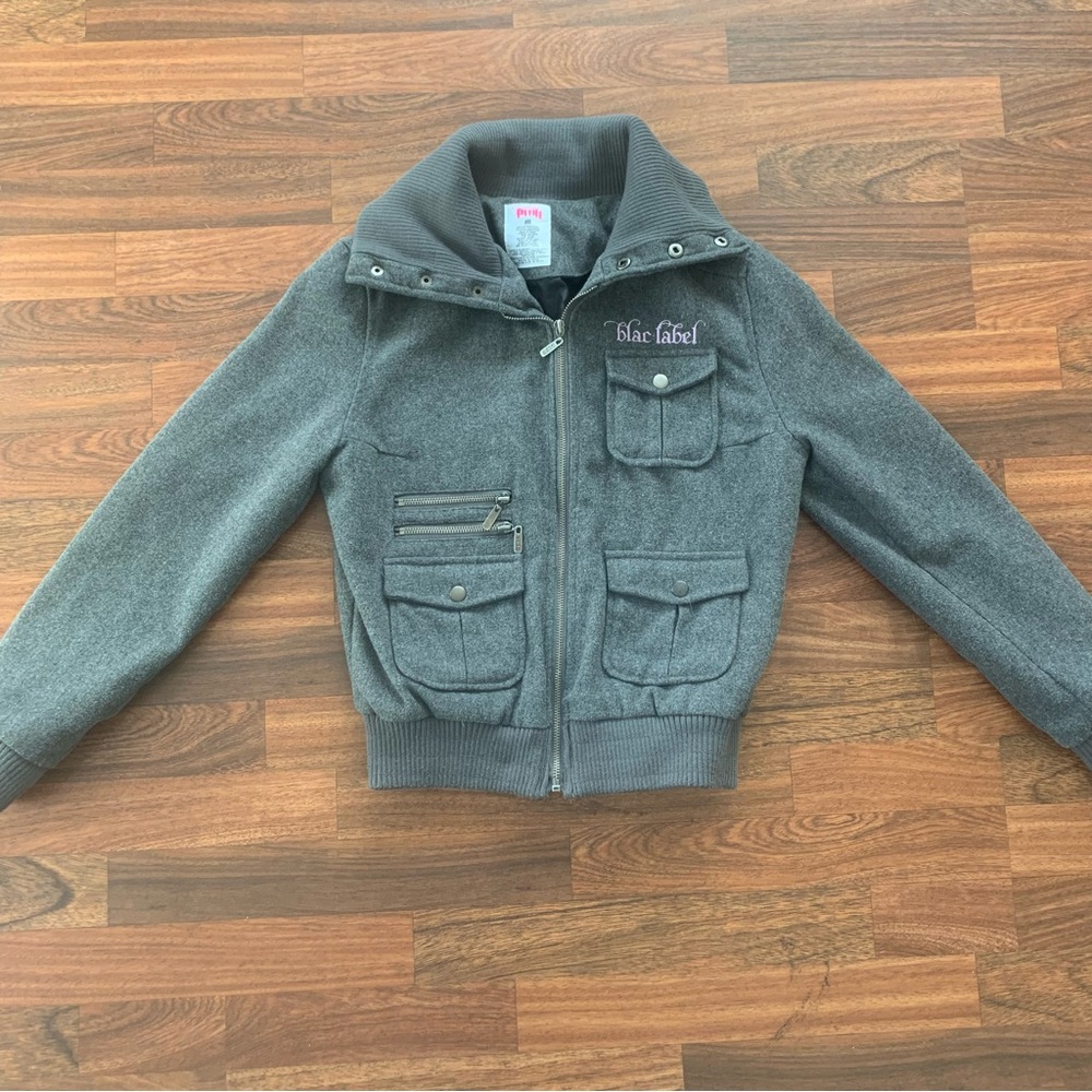 Blac Label Pink Gray Wool Blend Jacket Juniors Medium